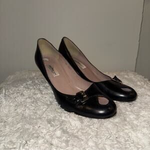 Sacha London Black Peep-Toe Heels